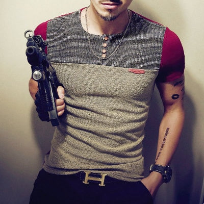 Casual Patchwork Short Sleeve Shirt T Shirt
