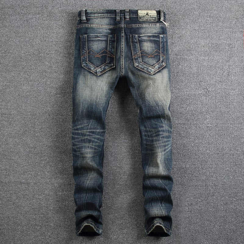 Mens Slim Fit Denim Ripped Jeans