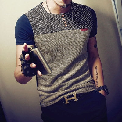 Casual Patchwork Short Sleeve Shirt T Shirt