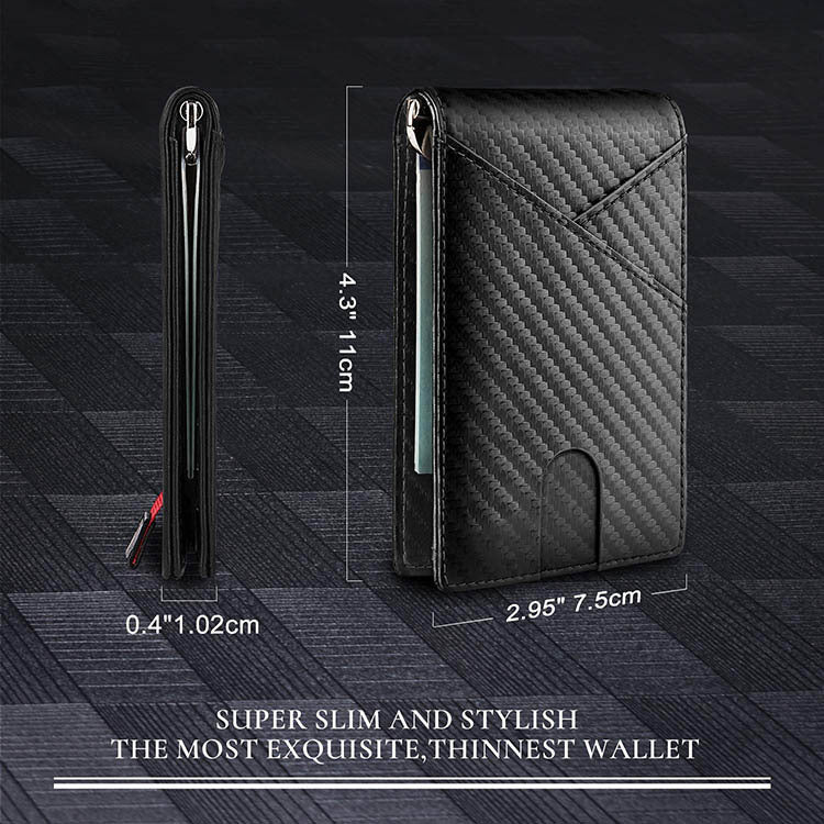 Carbon Fiber Dollar Clip -Leather Wallet -