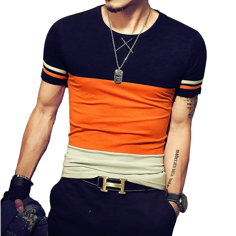 Casual Patchwork Short Sleeve Shirt T Shirt