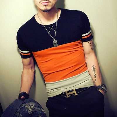 Casual Patchwork Short Sleeve Shirt T Shirt