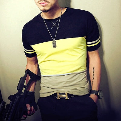 Casual Patchwork Short Sleeve Shirt T Shirt