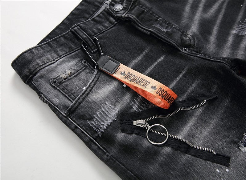 Black and gray Jeans - torn holes