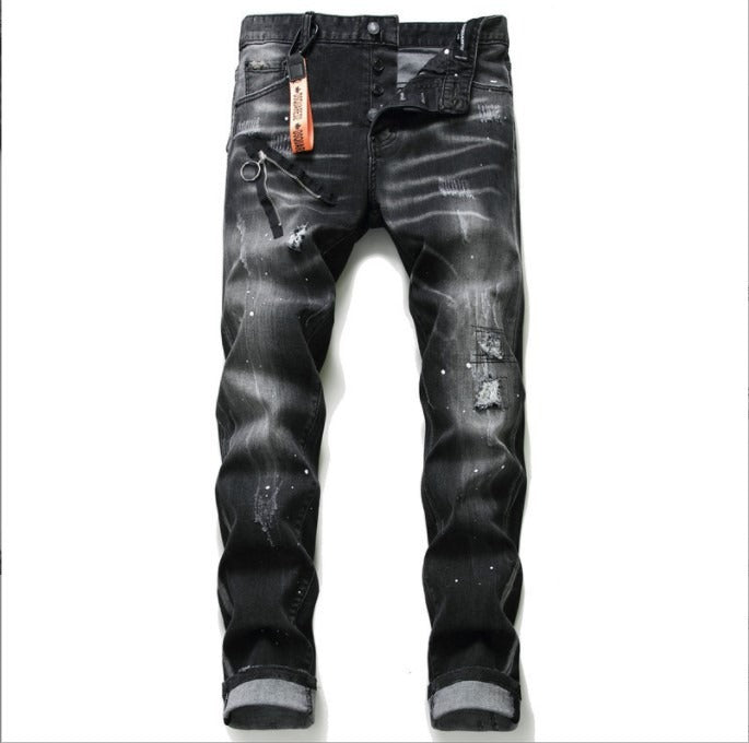 Black and gray Jeans - torn holes