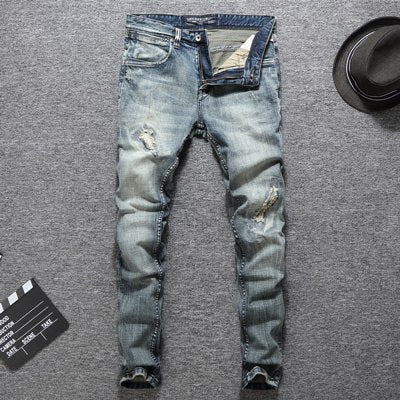 Slim Fit Cotton Ripped