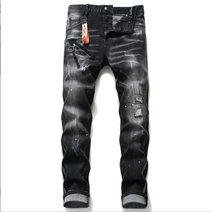 Black and gray Jeans - torn holes