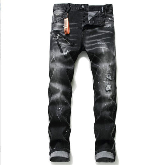 Black and gray Jeans - torn holes