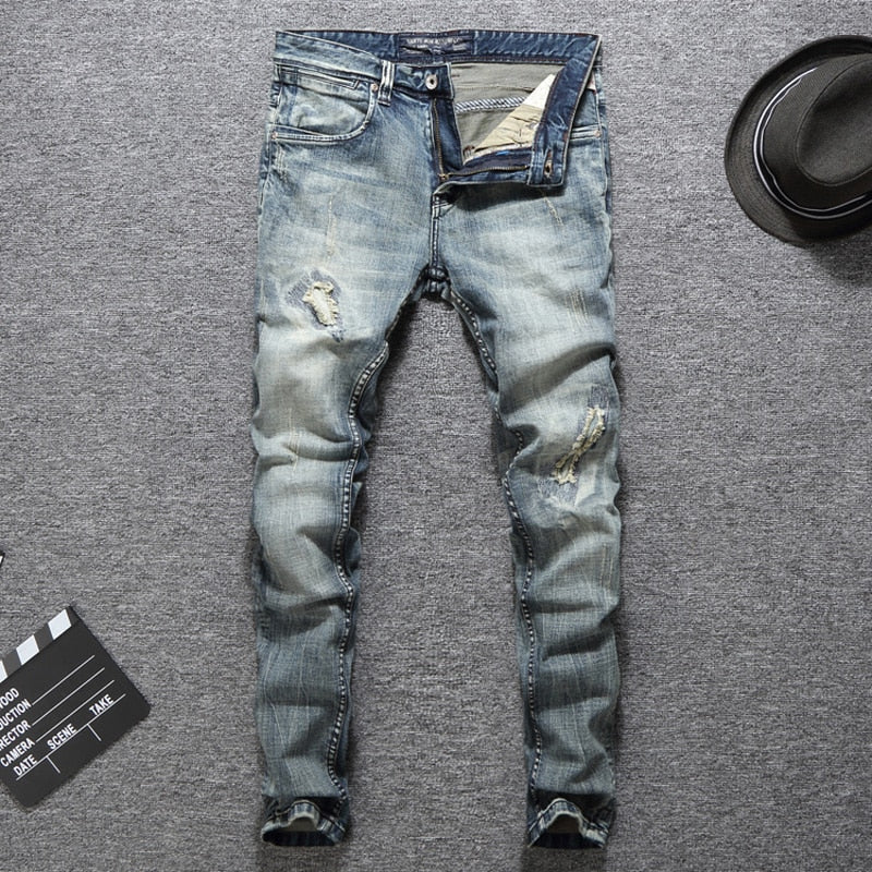 Slim Fit Cotton Ripped