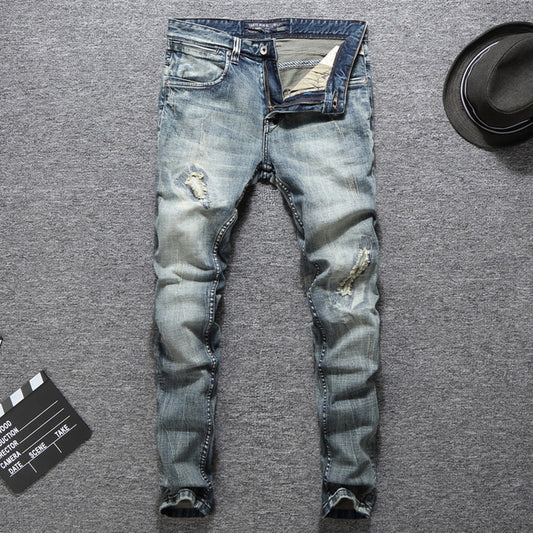 Slim Fit Cotton Ripped