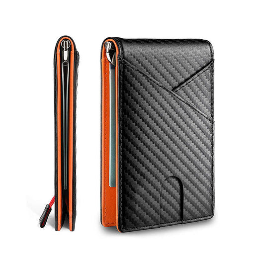 Carbon Fiber Dollar Clip -Leather Wallet -