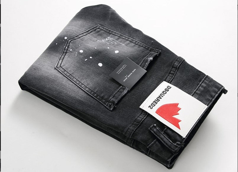 Black and gray Jeans - torn holes