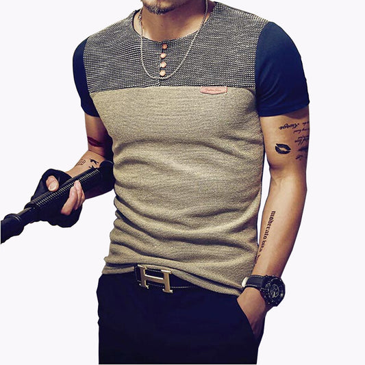 Casual Patchwork Short Sleeve Shirt T Shirt