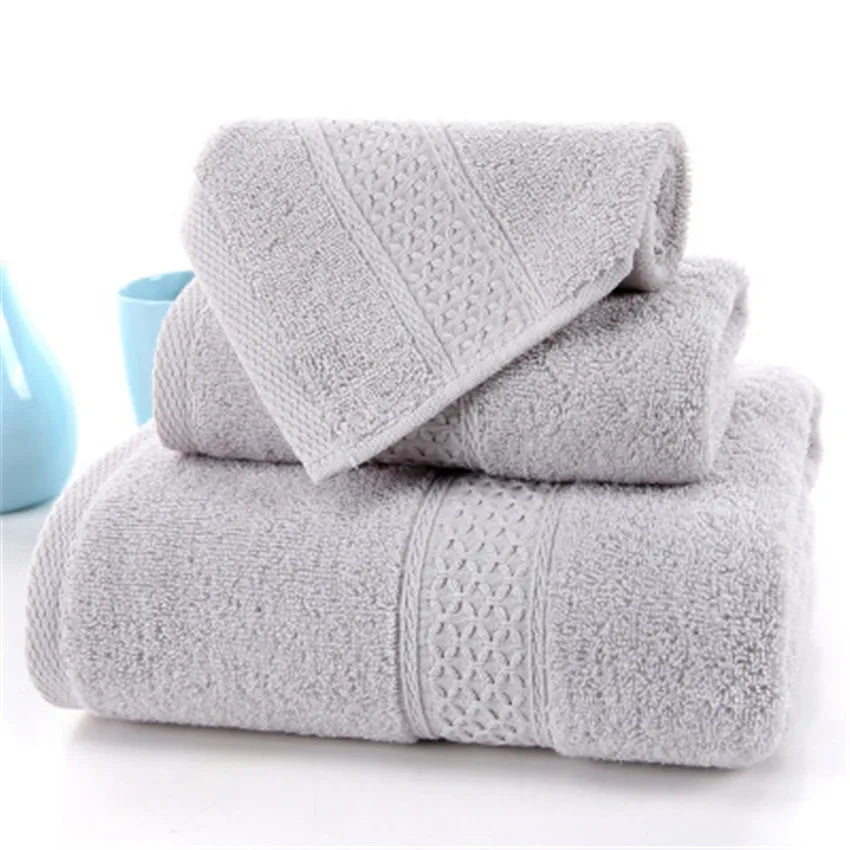 3pcs Solid 100% Cotton Bath Towels
