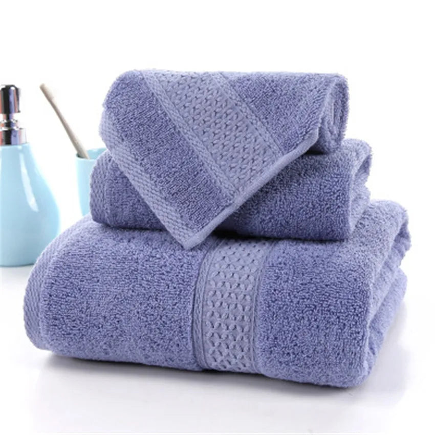 3pcs Solid 100% Cotton Bath Towels
