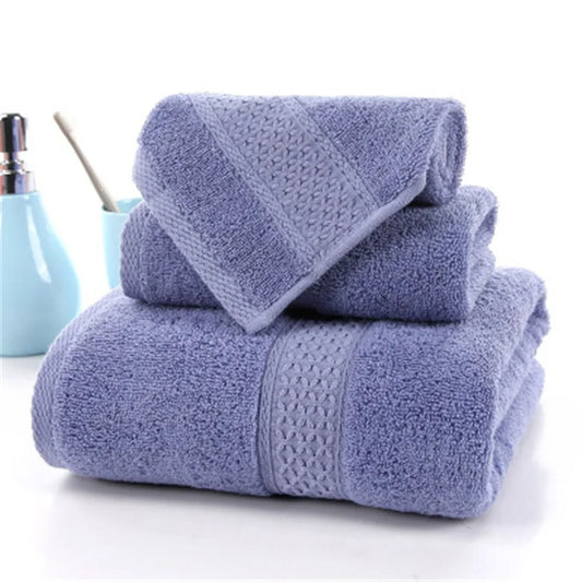 3pcs Solid 100% Cotton Bath Towels
