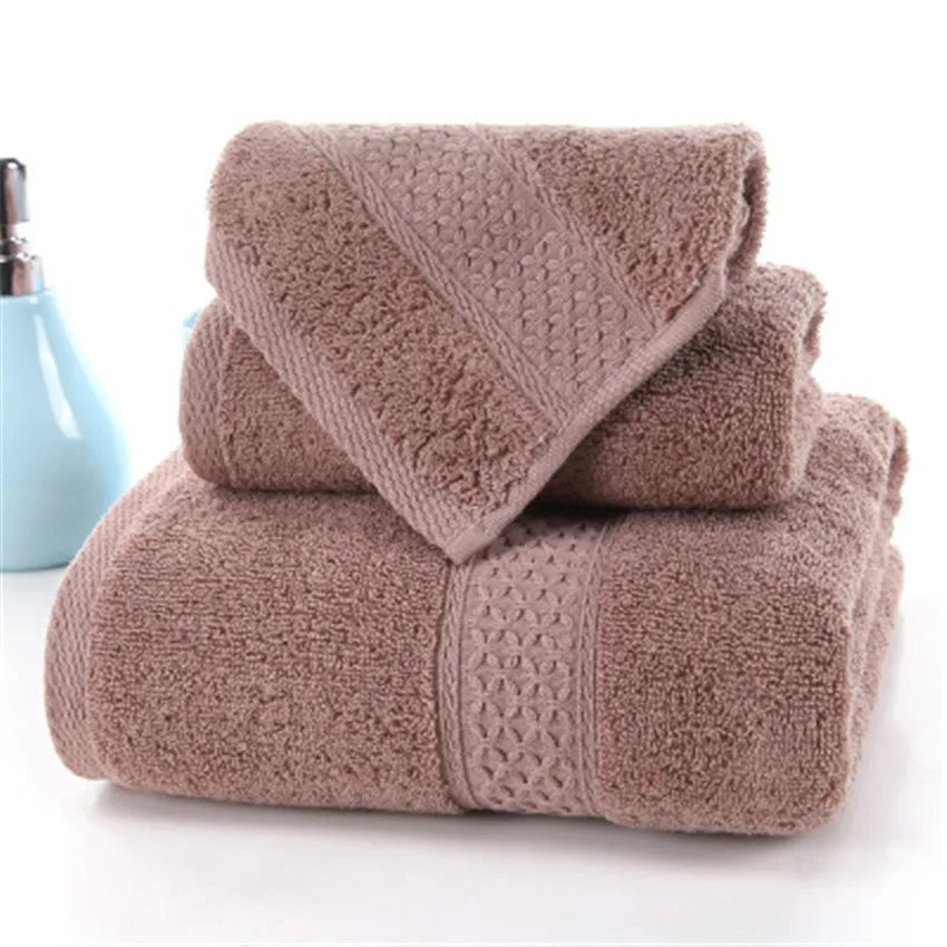 3pcs Solid 100% Cotton Bath Towels
